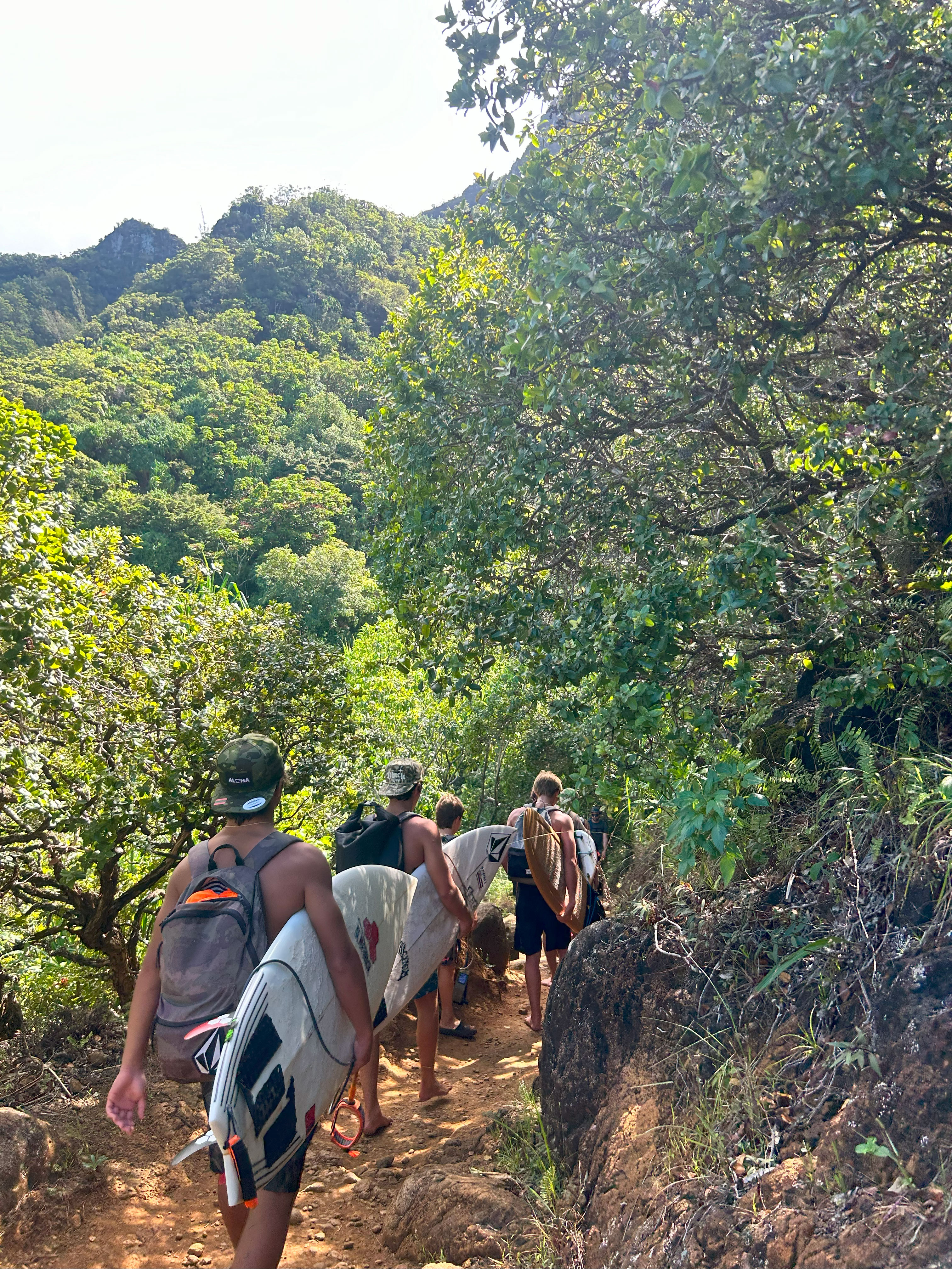 Kaua`i Academics Students with Surfboards